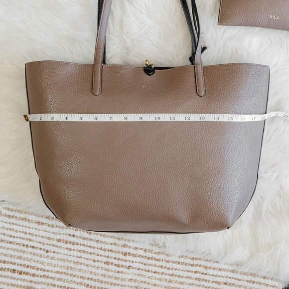 RALPH LAUREN SET REVERSIBLE BLACK & TAUPE TOTE + MATCHING WRISTLET ZIP POUCH - Picture 12 of 14